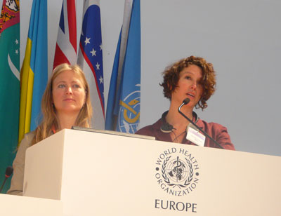 Саша Габизон, Женщины Европы за общее будущее, Женон Дженсен, Альянс по здоровью и окружающей среде, Парма, Италия, министерская конференция по окружающей среде и охране здоровья, 10-12 марта 2010 г.