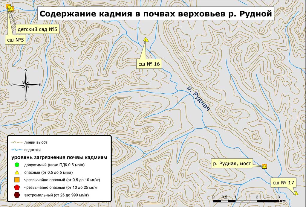 карта загрязнения кадмием верхней части долины реки Рудная, Дальневосточный фонд охраны здоровья, Петр Шаров